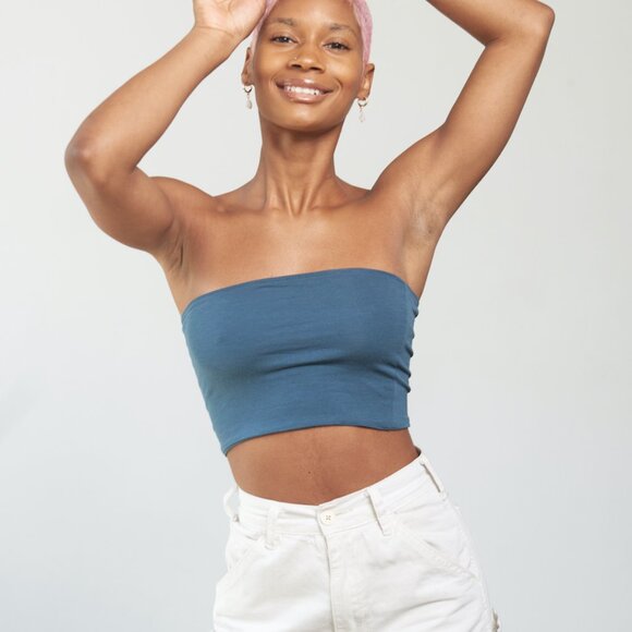 5 Pack Women’s Blue Tube Tops | Basic Fitted, Soft & Stretchy, Made in USA - Picture 6 of 7